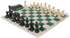 Tournament Special Deluxe Carry-All Plastic Chess Set - Black & Aged Ivory Pieces with Clock & Floppy Board – Green