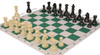 Tournament Special Deluxe Carry-All Plastic Chess Set - Black & Aged Ivory Pieces with Clock & Floppy Board – Green