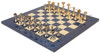 Modern Solid Brass Chess Set with Blue Ash Burl & Erable High Gloss Chess Board