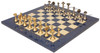 Modern Solid Brass Chess Set with Blue Ash Burl & Erable High Gloss Chess Board