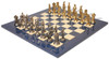 Large Napoleon Theme Metal Chess Set with Blue Ash Burl Chess Board