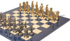Large Napoleon Theme Metal Chess Set with Blue Ash Burl Chess Board