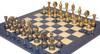 Large Arabesque Classic Staunton Metal Chess Set with Blue Ash Burl Chess Board