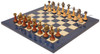 Italian Arabesque Staunton Metal & Wood Chess Set with Blue Ash Burl Chess Board