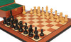 Dubrovnik Staunton Chess Set Ebony & Boxwood Pieces with Mahogany Molded Edge Chess Board & Box - 3.9" King