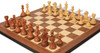 Fierce Knight Staunton Chess Set Acacia & Boxwood Pieces with Walnut & Maple Molded Edge Board - 4" King