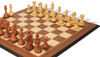 Fierce Knight Staunton Chess Set Acacia & Boxwood Pieces with Walnut & Maple Molded Edge Board - 4" King