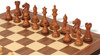 Fierce Knight Staunton Chess Set Acacia & Boxwood Pieces with Walnut & Maple Molded Edge Board - 4" King