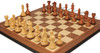 Fierce Knight Staunton Chess Set Acacia & Boxwood Pieces with Walnut & Maple Molded Edge Board - 3" King