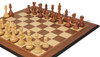 British Staunton Chess Set Acacia & Boxwood Pieces with Walnut Molded Board & Box - 4" King