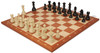 German Knight Plastic Chess Set Black & Aged Ivory Pieces with Sunrise Mahogany Notated Board - 3.75" King