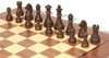 German Knight Plastic Chess Set Wood Grain Pieces Pieces with Classic Walnut Board - 3.9" King