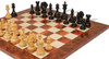 Hengroen Staunton Chess Set Ebony & Boxwood Pieces with Elm Burl Chess Board - 4.6" King