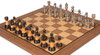 Decorative Staunton Silver & Black Anodized Chess Set with Classic Walnut Board - 3.5" King