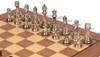 Decorative Staunton Silver & Black Anodized Chess Set with Classic Walnut Board - 3.5" King