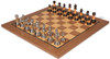 Decorative Staunton Silver & Black Anodized Chess Set with Classic Walnut Board - 3.5" King