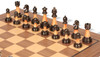 Decorative Staunton Silver & Black Anodized Chess Set with Classic Walnut Board - 3.5" King