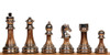 Decorative Staunton Silver & Black Anodized Chess Set with Deluxe Two-Drawer Walnut Case - 3.5" King