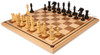 Copenhagen Staunton Chess Set Ebony & Boxwood Pieces with Maple & Zebra Wood (Ebony Inlay) Mission Craft Board