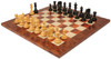 Tencendur Staunton Chess Set Ebony & Boxwood Pieces with Elm Burl Board- 4.4" King