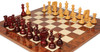 Tencendur Staunton Chess Set Padauk & Boxwood Pieces  with Walnut Burl Board - 4.4" King