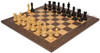 Leningrad Staunton Chess Set Ebonized & Boxwood Pieces with Tiger Ebony Board & Box - 4" King