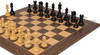 Leningrad Staunton Chess Set Ebonized & Boxwood Pieces with Tiger Ebony Board & Box - 4" King