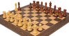 Leningrad Staunton Chess Set Golden Rosewood & Boxwood Pieces with Tiger Ebony Board & Box - 4" King