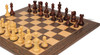 Leningrad Staunton Chess Set Rosewood & Boxwood Pieces with Tiger Ebony Board & Box - 4" King