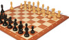 Leningrad Staunton Chess Set Ebonized & Boxwood Pieces with Sunrise Mahogany Notated Board - 4" King