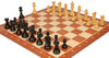 Parker Staunton Chess Set Ebonized & Boxwood Pieces with Sunrise Mahogany Notated Board- 3.75" King