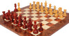 Wellington Staunton Chess Set Padauk & Boxwood Pieces with Elm Burl Chess Board - 4.4" King