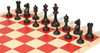 Master Series Double-Weighted Plastic Chess Set - Black & Ivory Pieces with Vinyl Rollup Board - Red