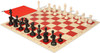 Master Series Classroom Double-Weighted Plastic Chess Set - Black & Ivory Pieces with Vinyl Roll-up Board & Bag - Red