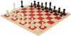 Master Series Classroom Double-Weighted Plastic Chess Set - Black & Ivory Pieces with Vinyl Roll-up Board & Bag - Red