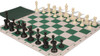 Master Series Classroom Triple Weighted Plastic Chess Set Black & Ivory Pieces with Lightweight Floppy Board & Bag - Green