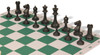 Master Series Classroom Triple Weighted Plastic Chess Set Black & Ivory Pieces with Lightweight Floppy Board & Bag - Green