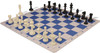 Master Series Classroom Double-Weighted Plastic Chess Set - Black & Ivory Pieces with Floppy Board & Bag - Blue