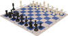 Master Series Carry-All Triple Weighted Plastic Chess Set Black & Ivory Pieces with Lightweight Floppy Board - Blue