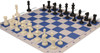 Master Series Carry-All Triple Weighted Plastic Chess Set Black & Ivory Pieces with Lightweight Floppy Board - Blue