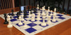 Master Series Double-Weighted Plastic Chess Set - Black & Ivory Pieces with Floppy Board - Blue