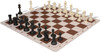 Master Series Large Carry-All Plastic Chess Set Black & Ivory Pieces with Lightweight Floppy Board & Bag - Brown