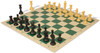 Standard Club Carry-All Triple Weighted Plastic Chess Set Black & Camel Pieces with Vinyl Rollup Board - Green