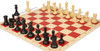 Conqueror Deluxe Carry-All Plastic Chess Set - Black & Camel Pieces with Rollup Board - Red