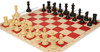 Conqueror Deluxe Carry-All Plastic Chess Set - Black & Camel Pieces with Rollup Board - Red