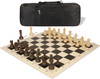 German Knight Deluxe Carry-All Plastic Chess Set Wood Grain Pieces with Vinyl Roll-up Board & Bag – Black