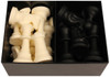The Chess Store Club Special Tournament Size Silicone Chess Pieces Black & Ivory with Extra Queens & Box - 3.75" King