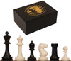 The Chess Store Master Series Tournament Size Triple Weighted Plastic Chess Pieces Black & Ivory with Extra Queens & Box - 3.75" King