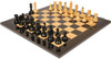 Dubrovnik Series Chess Set High Gloss Black & Boxwood Pieces with Black & Ash Burl Board- 3.9" King