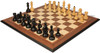 Dubrovnik Series Chess Set High Gloss Black & Boxwood Pieces with Walnut & Maple Molded Edge Board- 3.9" King